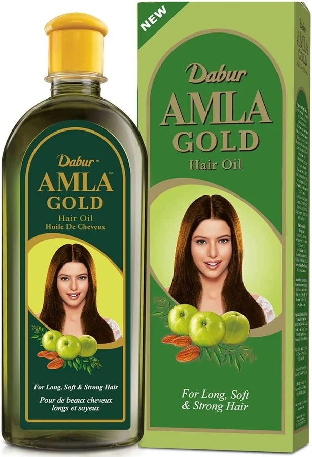 Dabur Amla Gold Aceite Capilar 200 ml con Amla, Henna y Almendras para Cabello Seco