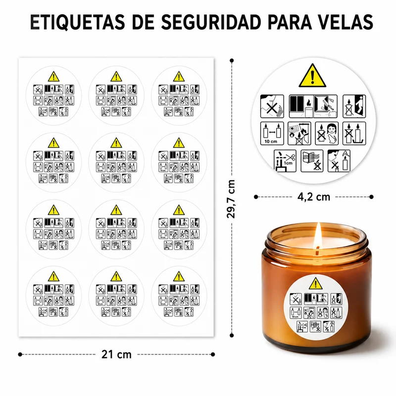 Etiquetas de seguridad para velas