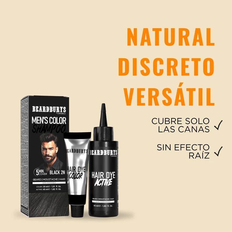 Champú color para hombre 2N Negro | Pelo, Barba y Bigote