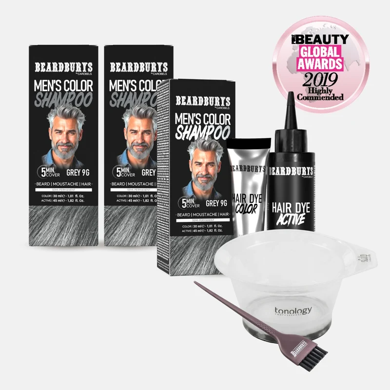 Pack Champú color para hombre 9G Gris + regalo | Pelo, Barba y Bigote