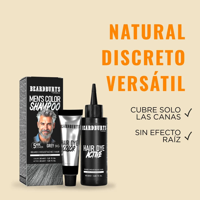 Champú color para hombre 9G Gris | Pelo, Barba y Bigote