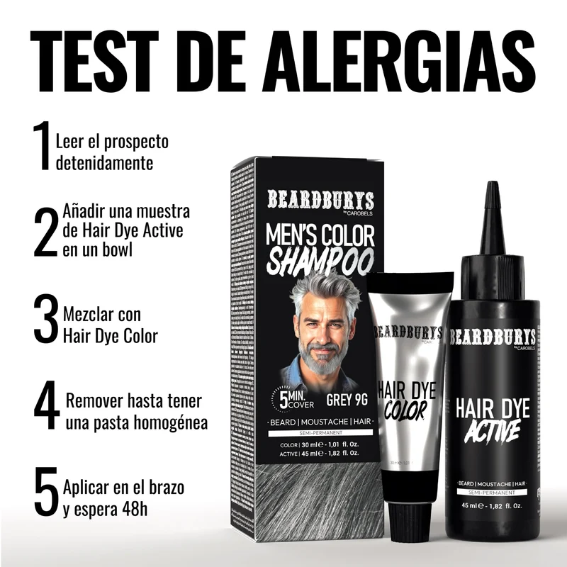 Champú color para hombre 9G Gris | Pelo, Barba y Bigote