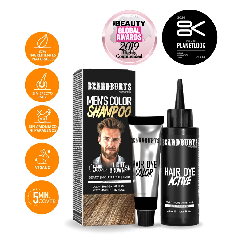Pack Champú color para hombre 5N Castaño Claro + regalo | Pelo, Barba y Bigote