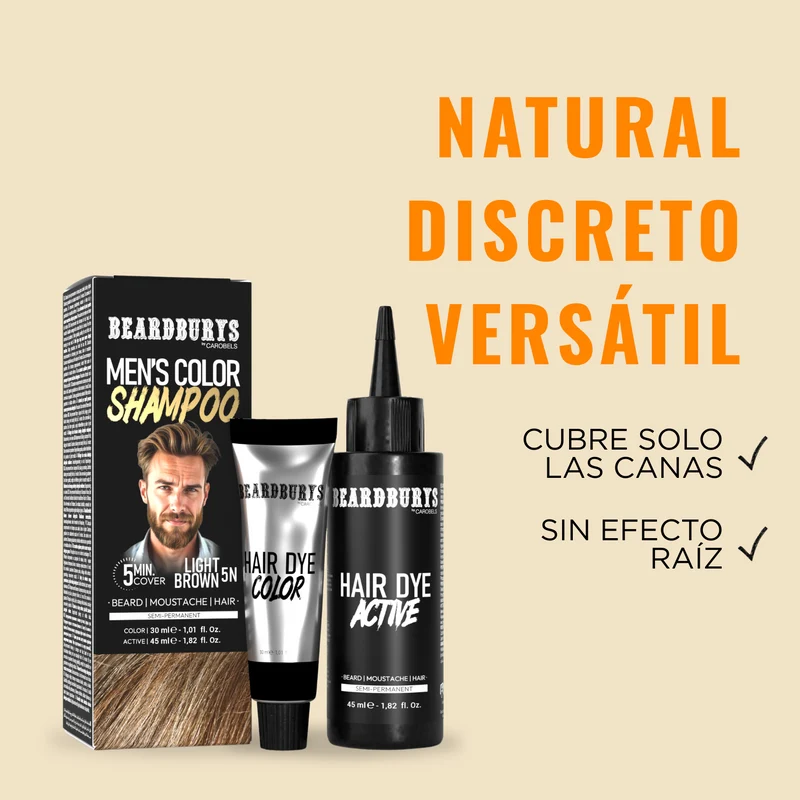Pack Champú color para hombre 5N Castaño Claro + regalo | Pelo, Barba y Bigote