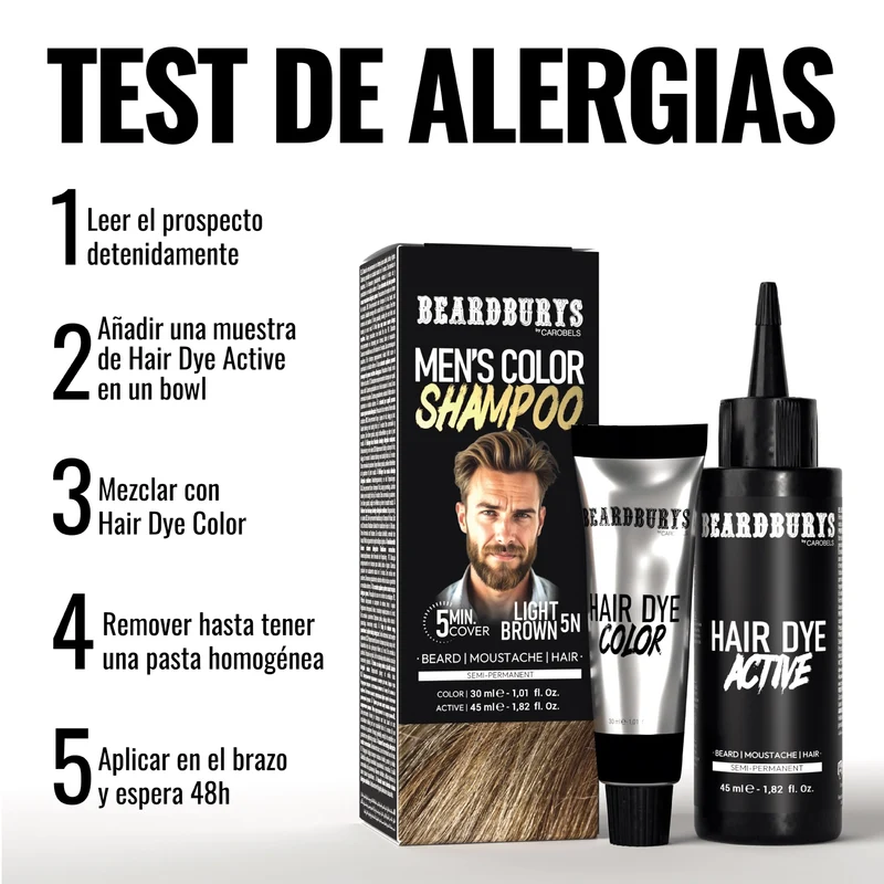 Pack Champú color para hombre 5N Castaño Claro + regalo | Pelo, Barba y Bigote