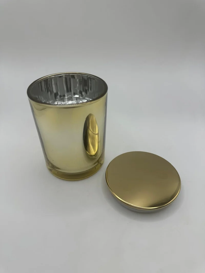 Vaso para velas galvanizado dorado de 320 ml