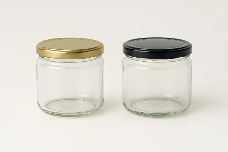Tarro de vidrio con tapa de 350 ml (Tapa negra o dorada)