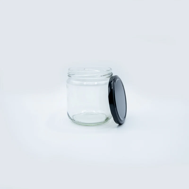 Tarro de vidrio con tapa de 350 ml (Tapa negra o dorada)