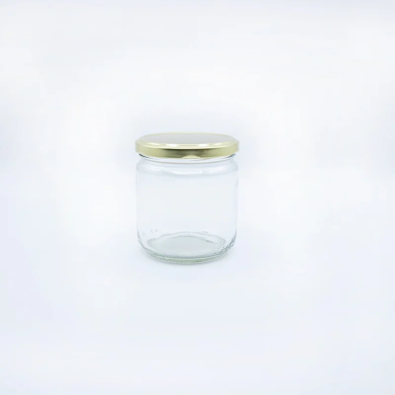 Tarro de vidrio con tapa de 350 ml (Tapa negra o dorada)