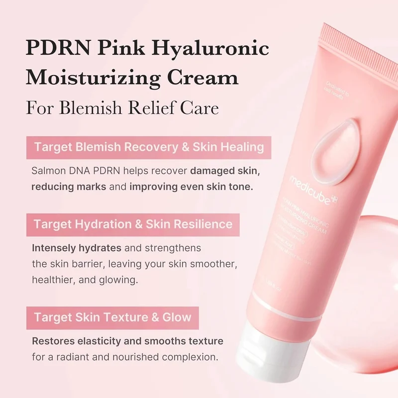 Medicube – Crema Hidratante PDRN Pink con Ácido Hialurónico 50ml – Regeneración y Luminosidad