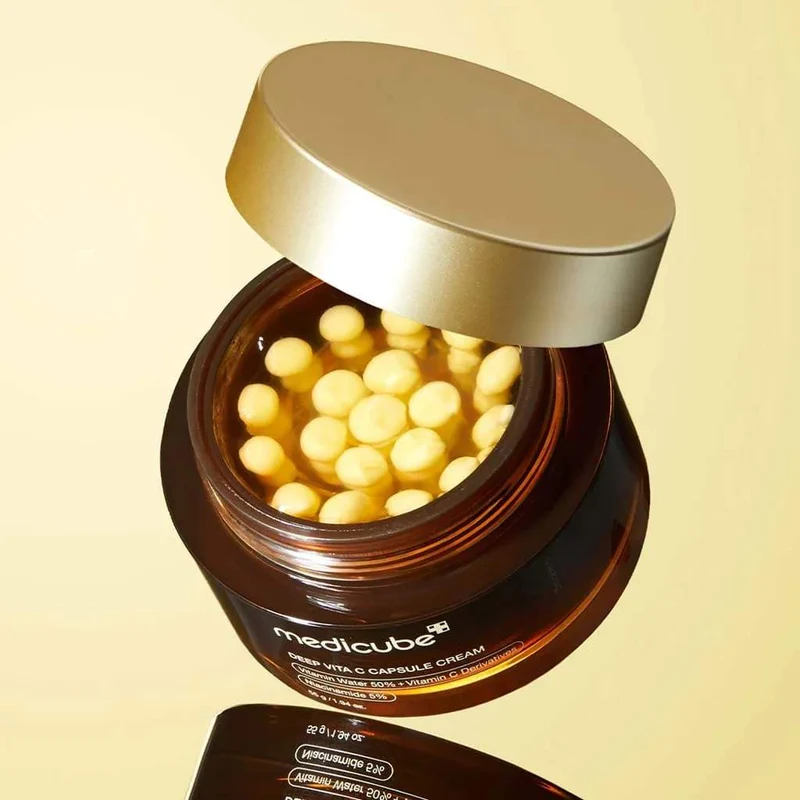 Medicube Deep Vita C Capsule Cream | Crema Iluminadora con Vitamina C y Cápsulas Activas – Cosmética Coreana K-Beauty (55g)