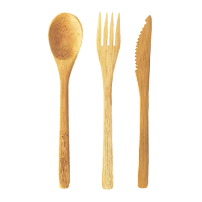 Utensilios de Bambú: Tenedor, Cuchillo y Cuchara