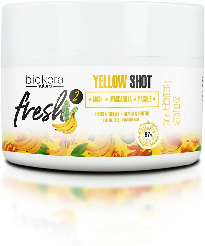 SALERM - Mascarilla Reparadora Cabello muy Dañado - Biokera Fresh Yellow Shot Mascarilla - 250 ml - Hidratra, Repara y Protege el Cabello - Antiencrespamiento - Sin Sulfatos ni Parabenos