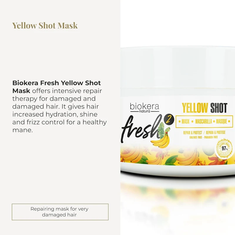 SALERM - Mascarilla Reparadora Cabello muy Dañado - Biokera Fresh Yellow Shot Mascarilla - 250 ml - Hidratra, Repara y Protege el Cabello - Antiencrespamiento - Sin Sulfatos ni Parabenos