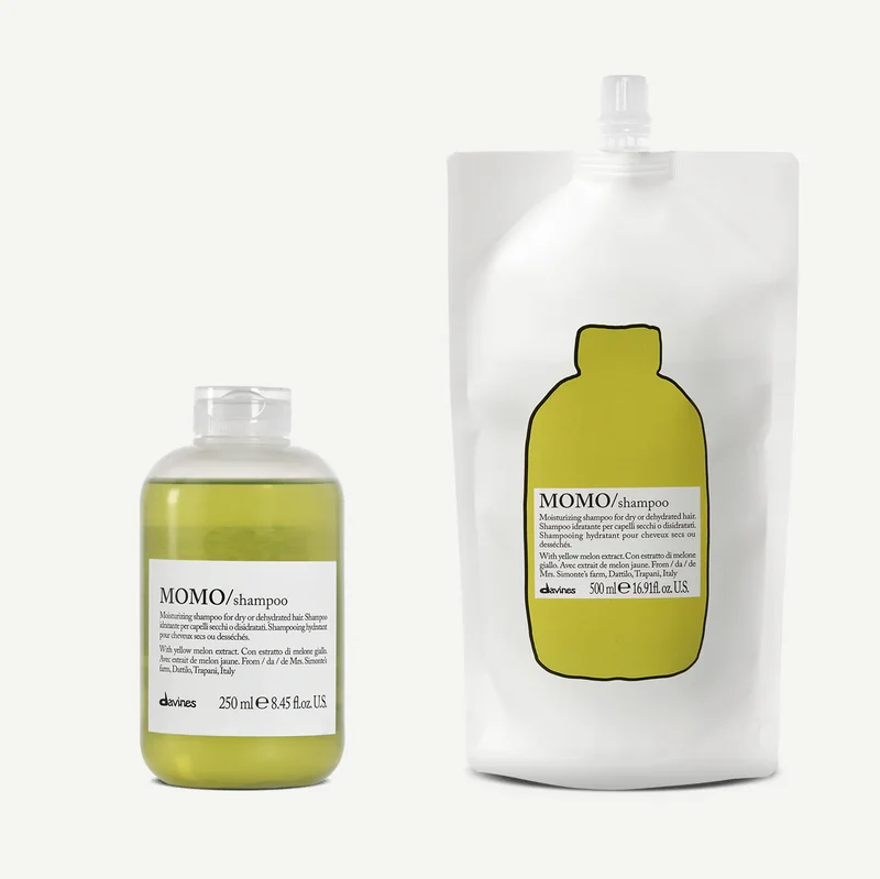 SET MOMO Shampoo 250ml + Refill Champú 500ml hidratante para cabello seco o deshidratado, más recarga