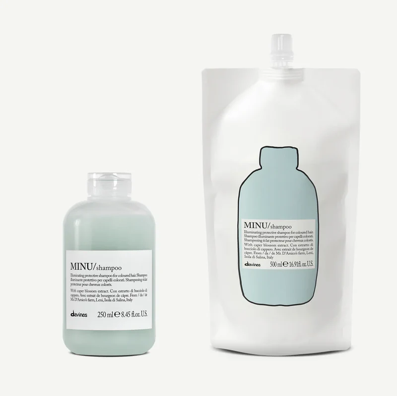 MINU Refill 500ml + Recarga 250ml Champú iluminador y protector para cabellos teñidos