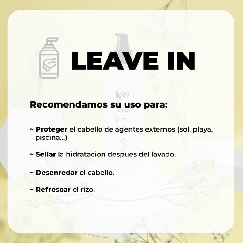 K89 - Professional Curly Hair Leave In Crema Acondicionadora sin Aclarado con Aceite de Argán 250ml - Desenreda y Sella la Hidratación - Método Curly