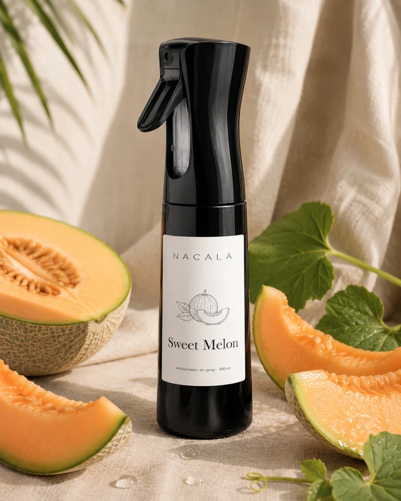 Ambientador Spray 300ml NACALA - Sweet Melon - Olor Dulce a Chucherías de Melón - Fragancia Fresca y Golosa para Hogar y Habitaciones