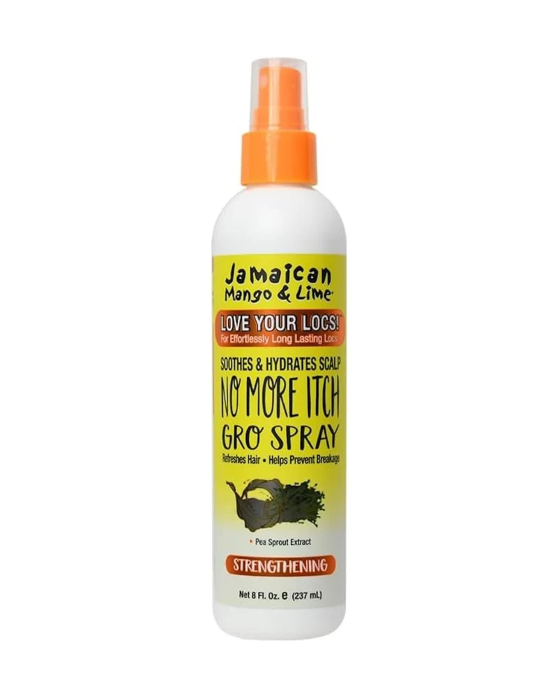 JAMAICAN MANGO & LIME - No More Itch Gro Spray Calmante del Cuero Cabelludo 10oz Rastas, Trenzas y Twists con Aceite de Moringa, Oliva y Extracto de Brote de Guisante - Alivia el Picor y la Sequedad