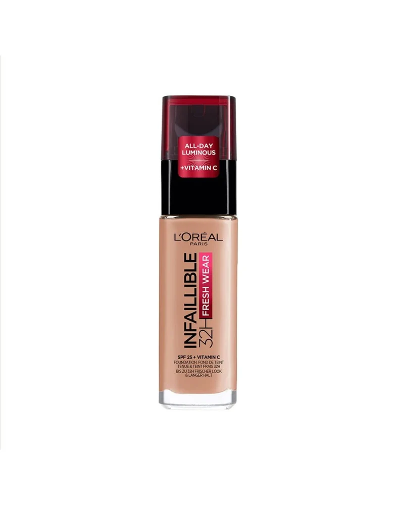 L'ORÉAL PARIS - Infaillible 32H Fresh Wear Base de Maquillaje de Larga Duración Tono 160 30ml - Cobertura Modulable y Acabado Natural - Vitamina C, E y FPS 25 - Resistente al Agua y antitransferencia