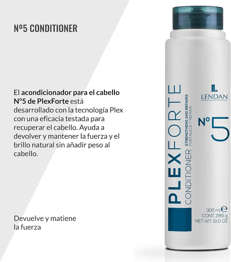 LENDAN - Plex Forte Nº5 Conditioner Acondicionador en Crema 300 ml - Reduce la Rotura y Devuelve la Fuerza - Brillo y Suavidad sin Apelmazar