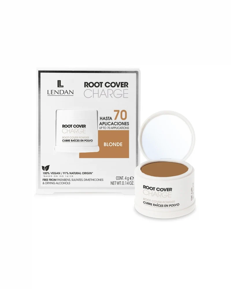 LENDAN - Root Cover Charge Cubre Raíces y Canas en Polvo Mineral Rubio 4 g - Cobertura Instantánea que Resiste la Humedad - Hasta 70 Aplicaciones