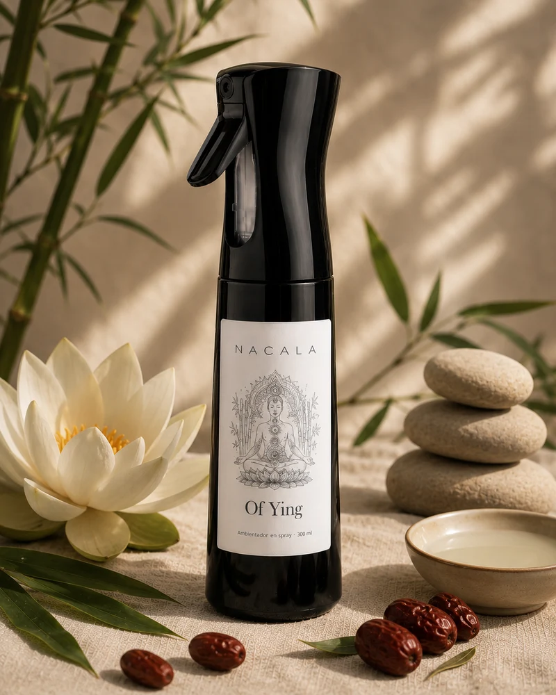 Ambientador NACALA - Of Ying (Spray, Coche o Mikado) - Aroma Zen Relajante a Flor de Loto y Azufaifo - Fragancia Fresca para Calma y Bienestar