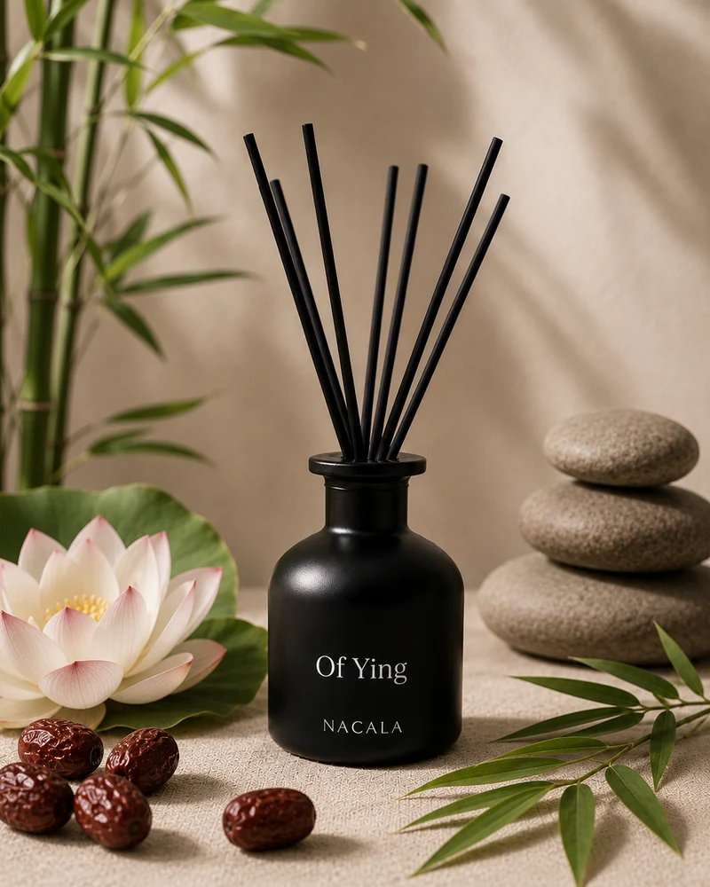 Ambientador NACALA - Of Ying (Spray, Coche o Mikado) - Aroma Zen Relajante a Flor de Loto y Azufaifo - Fragancia Fresca para Calma y Bienestar