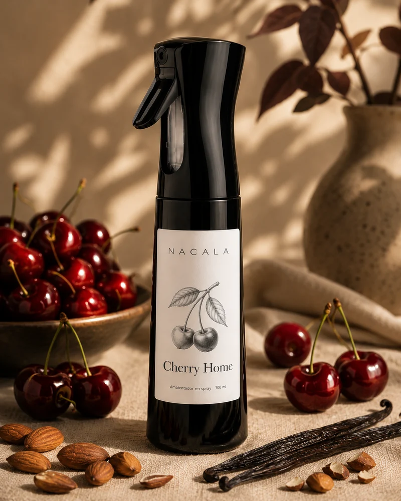 Ambientador NACALA - Cherry Home (Spray, Coche o Mikado) - Inspirado en ZaraHome - Gourmand de Cereza y Piruleta Dulce y Acogedora para Toda la Casa