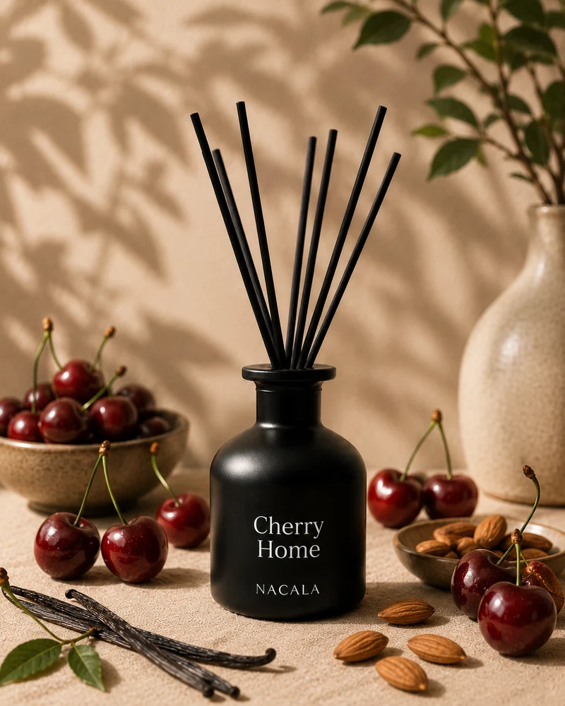 Ambientador NACALA - Cherry Home (Spray, Coche o Mikado) - Inspirado en ZaraHome - Gourmand de Cereza y Piruleta Dulce y Acogedora para Toda la Casa