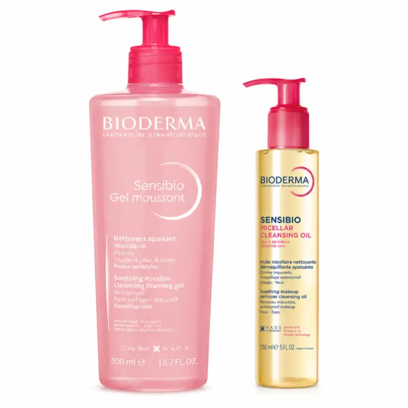 Bioderma Sensibio Kit Aceite Micelar Limpiador 150 ml + Gel Moussant 500 ml