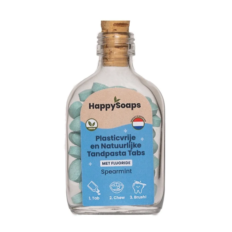 Happysoaps Tandpasta Tabletten – Met Fluoride – Spearmint 130 gram